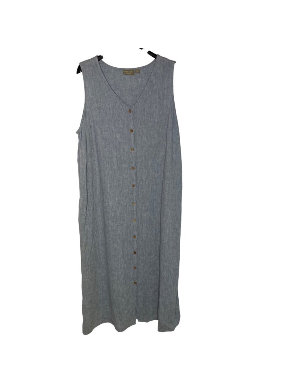 D&Co Naturals Chambray Button Front Linen Midi Dress Sz 2X Modest Minimalist
